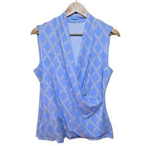 J. McLaughlin Catalina Cloth Wrap Top Size XL Sleeveless Tank Coastal Classic